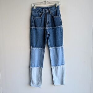 NWT The Ragged Priest Patchwork Colour Block Straight Leg Jeans